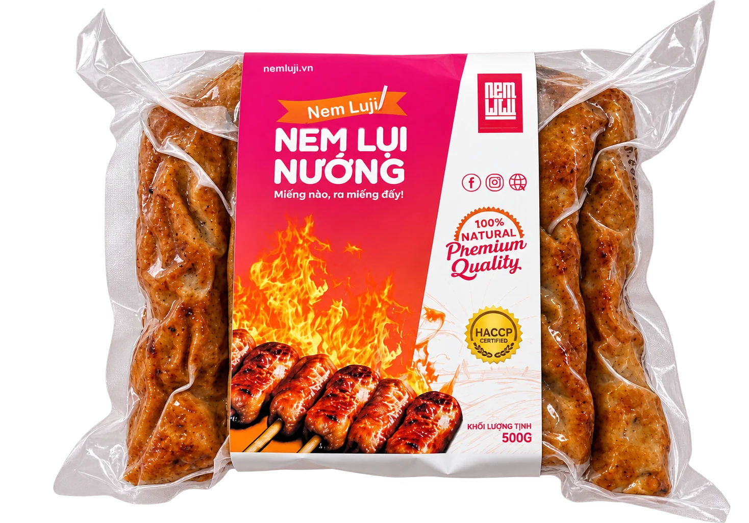 Gói nem lụi nướng Nem Luji 500 g hút chân không